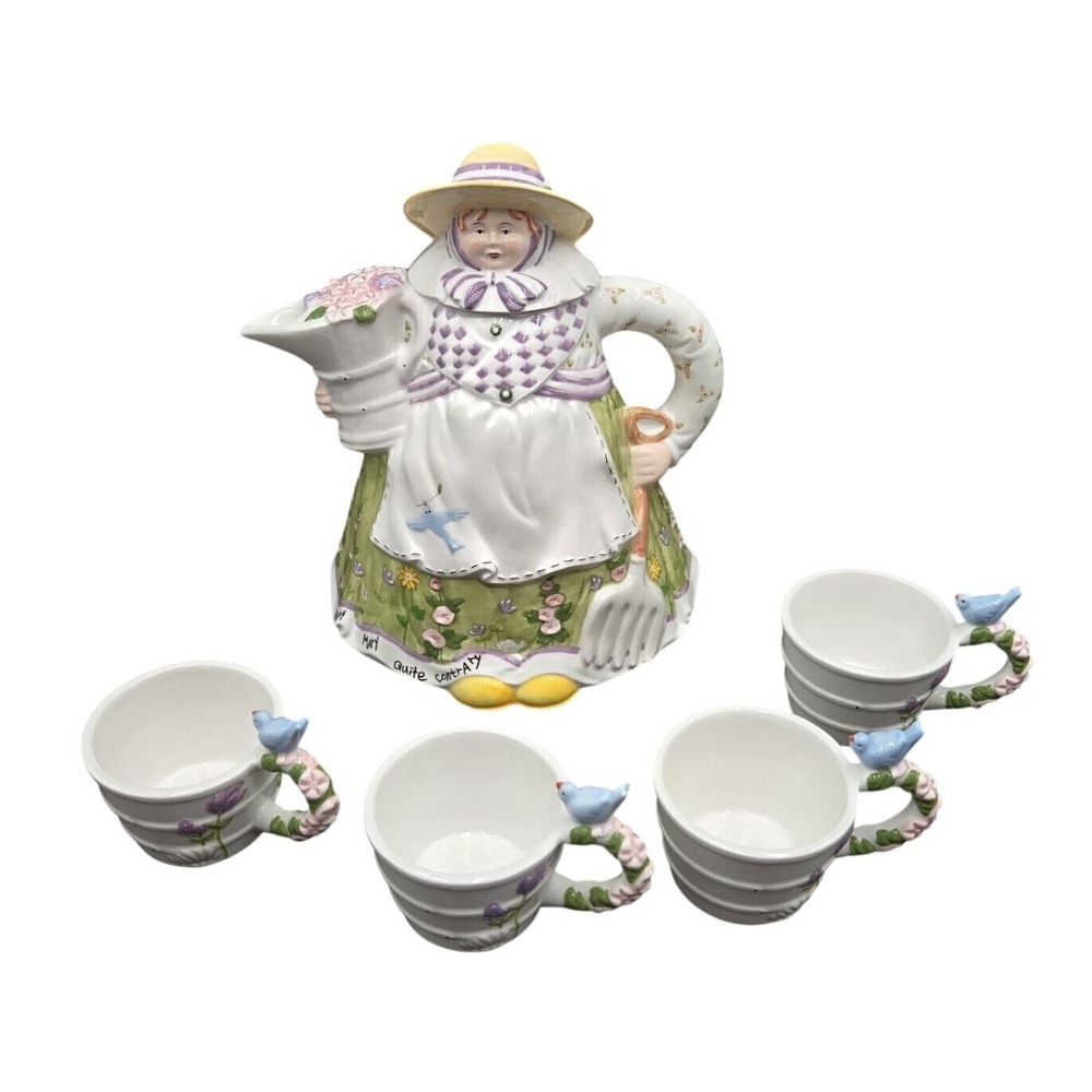 Storybook Village Collection Mary Mary Quite Contrary Tea Set Dept 56 w/ box